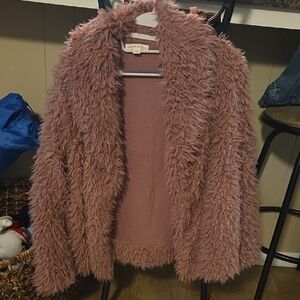 Aeropostale Plush Teddy Jacket in Dusty Pink/muave